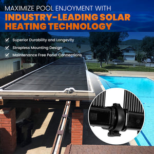 SwimJoy Industrial Grade DIY Solar Pool Heater Kit - Advanced High-Wind Mounting System - Lifetime Ltd. Warranty